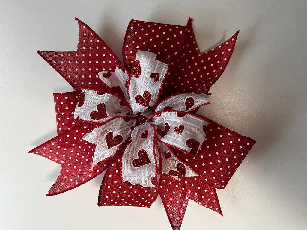 Red Polka Dot Valentine Bow: Heart Gift Decoration