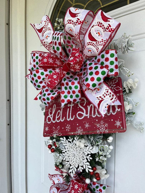 Christmas Door Swag – Holiday Snowflake & "Let It Snow" Design