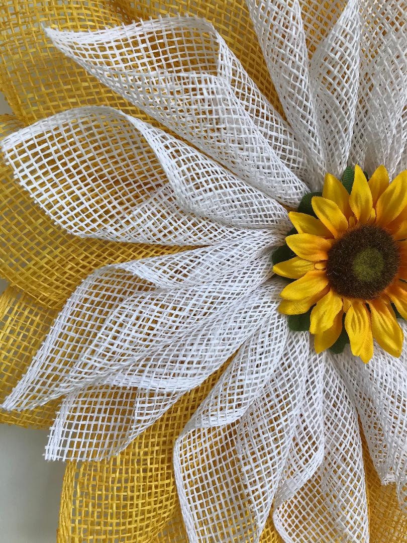 Sunflower Wreath | Yellow Burlap Petal | Summer & Fall Front Door Decor