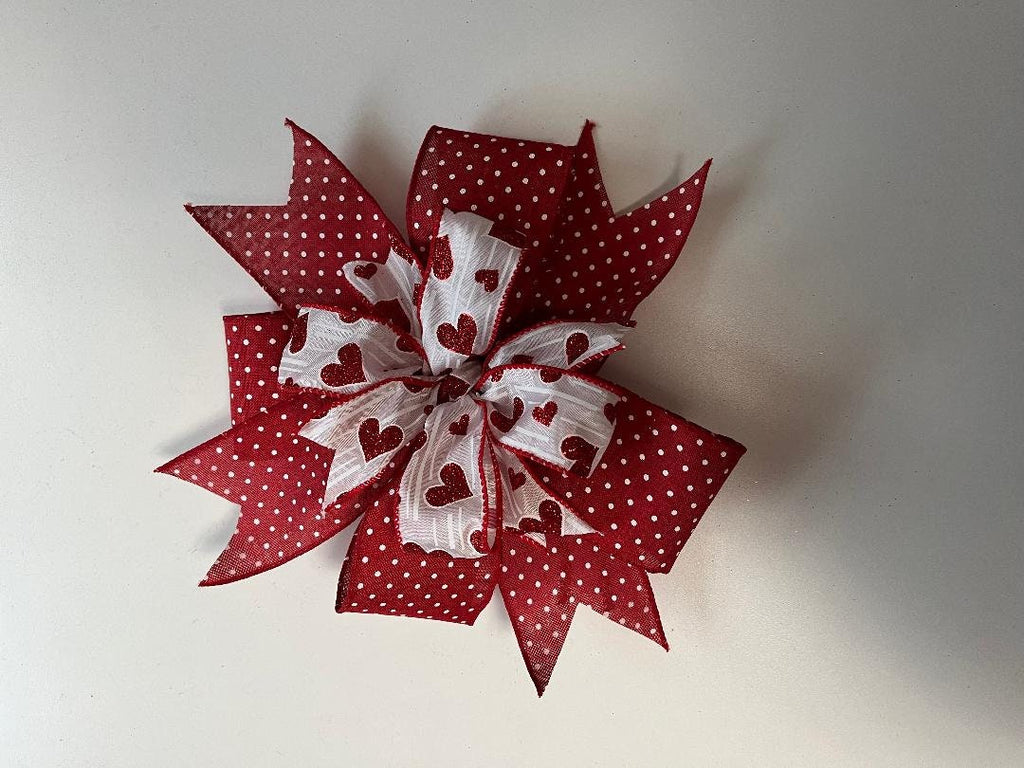 Red Polka Dot Valentine Bow: Heart Gift Decoration