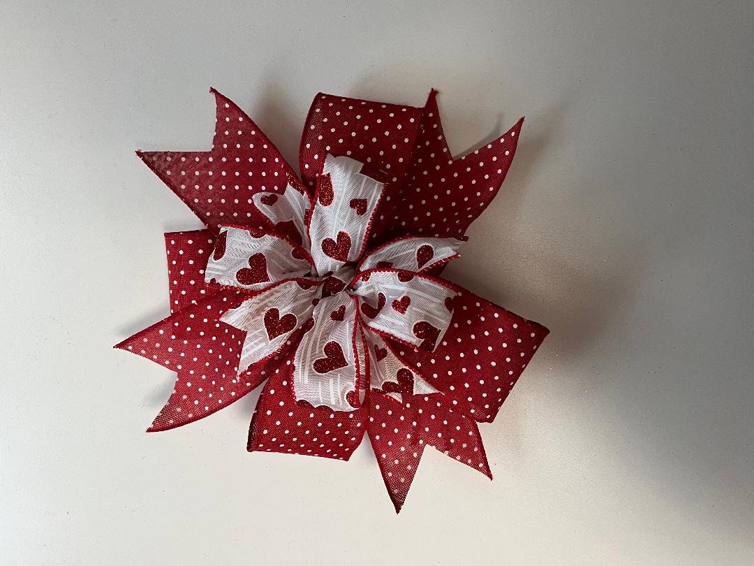 Red Polka Dot Valentine Bow: Heart Gift Decoration
