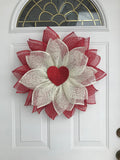 Valentine Day Wreath: Door wreath with Red heart