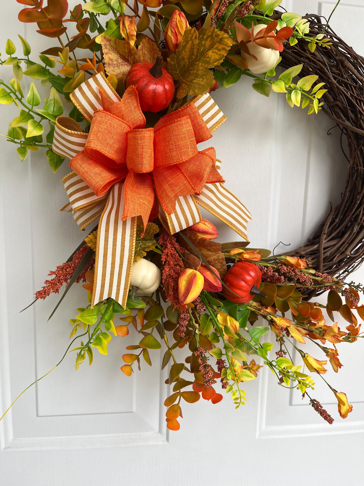 Autumn Country Wreath, Fall Harvest door decor, Handmade Grapevine wreath