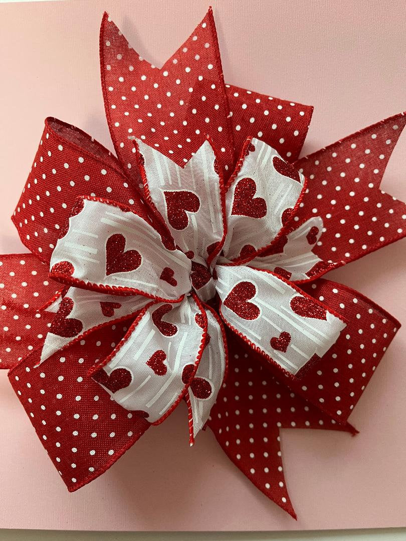 Red Polka Dot Valentine Bow: Heart Gift Decoration