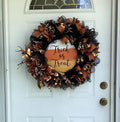 Halloween Trick or Treat wreath, white, orange, black wreath
