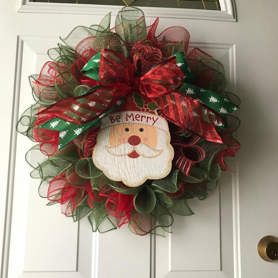 Christmas Santa Wreath – Festive Holiday Door Decoration