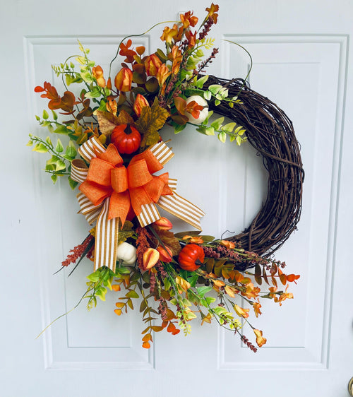 Autumn Country Wreath, Fall Harvest door decor, Handmade Grapevine wreath
