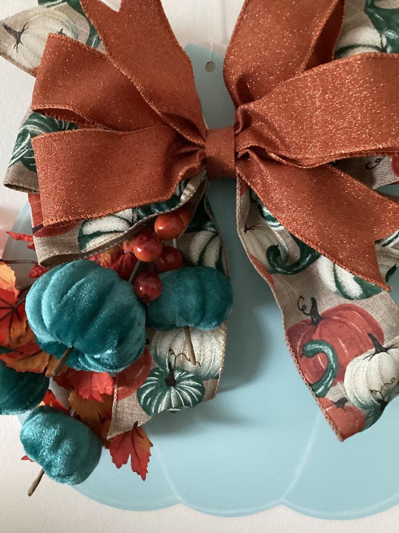 pumpkin door hanger, teal pumpkin, fall decoration