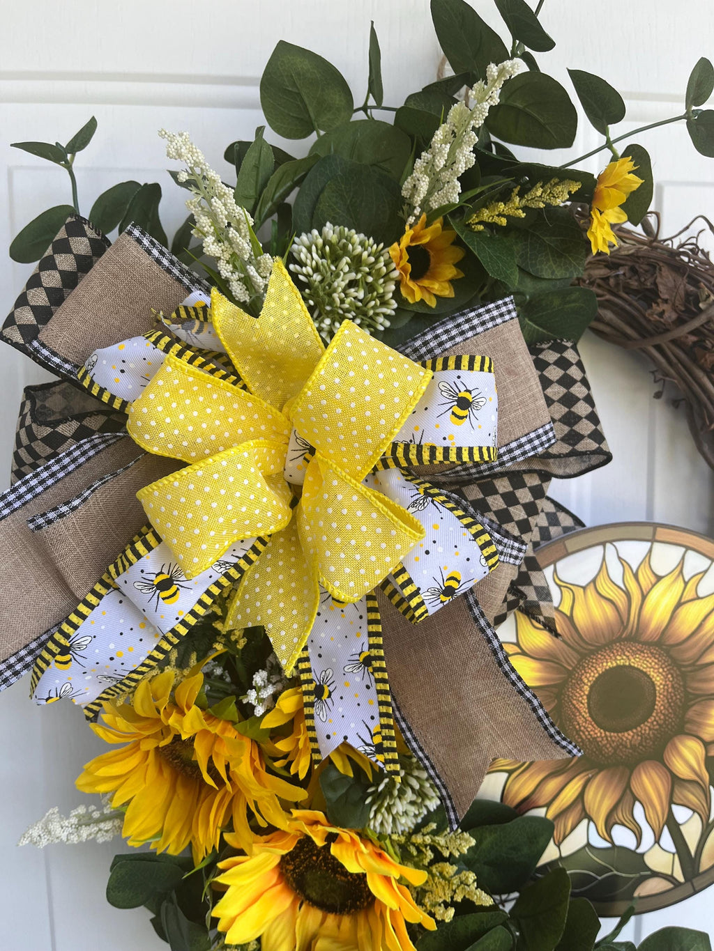 Fall sunflower wreath, Oval Grapevine, wall art