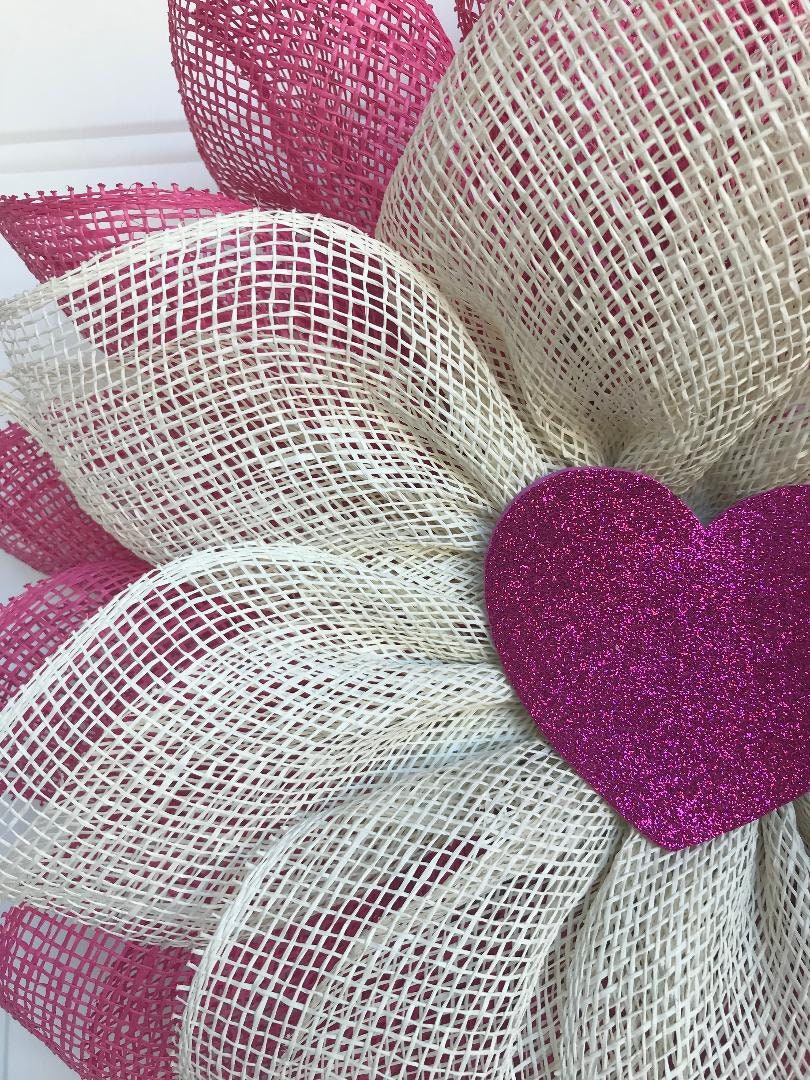 Handmade Pink & White Petal Wreath – Mother’s Day & Valentine’s Day Gift, Front Door Flower Wreath