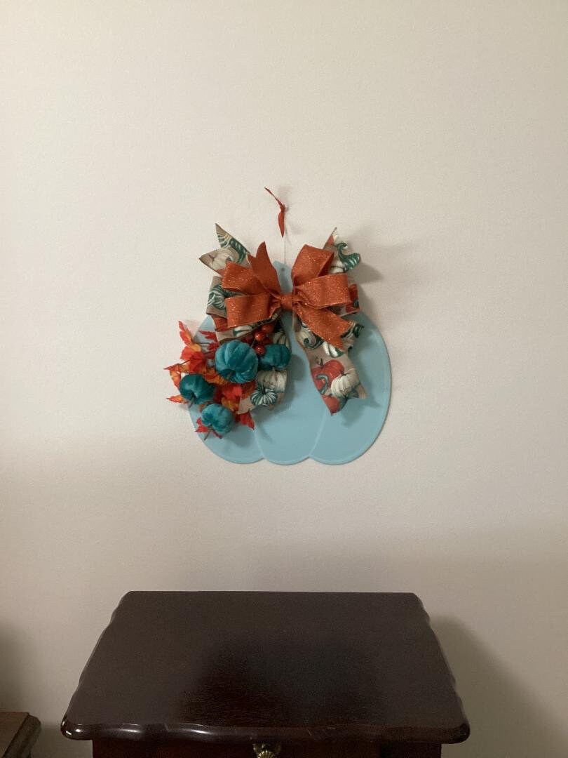 pumpkin door hanger, teal pumpkin, fall decoration