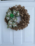 Handmade St. Patrick's Day Burlap Wreath – Natural Jute, Leprechaun Bow & Shamrock Door Décor