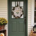 Fall Door Wreath: Olive Green & White Burlap Petals