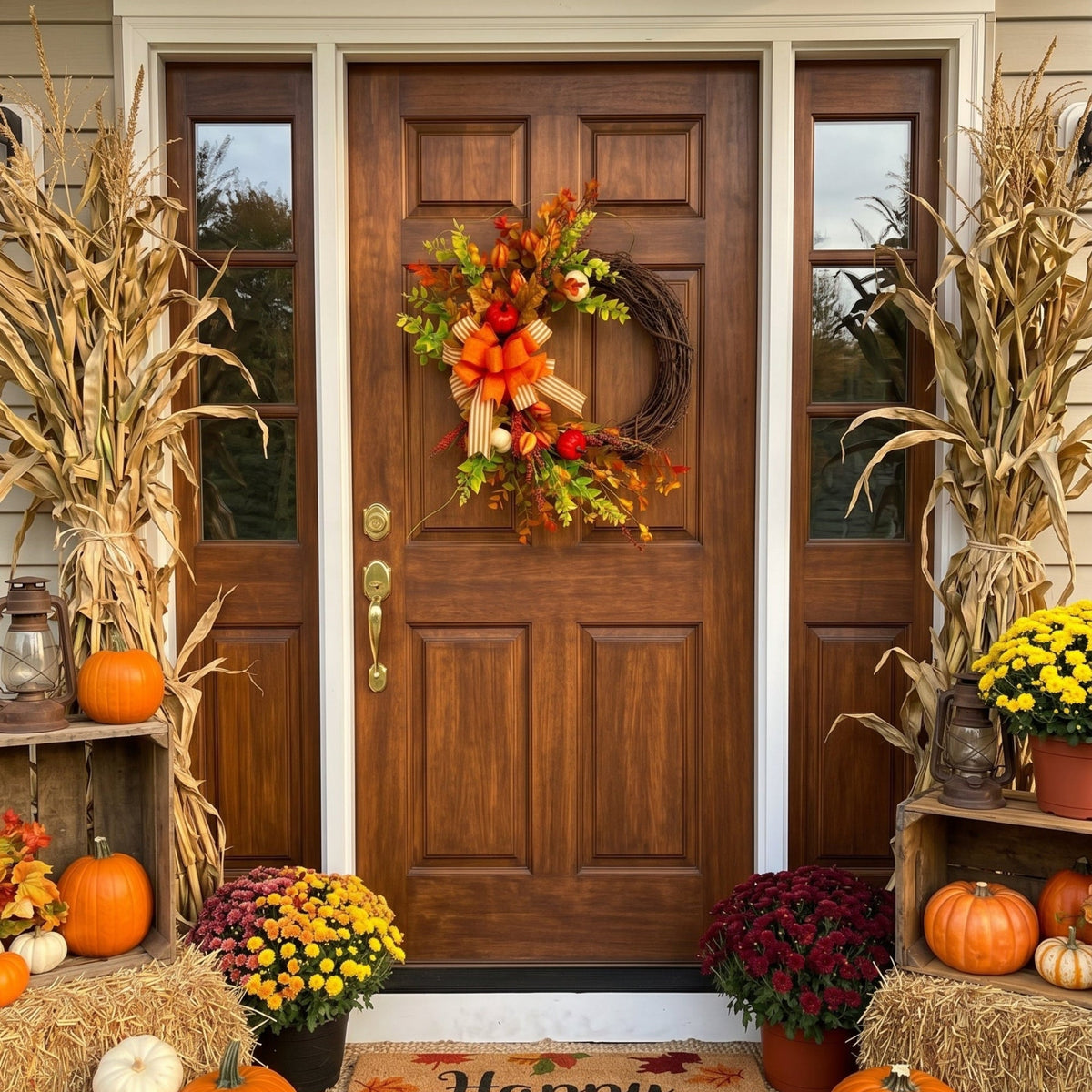 Handmade Autumn Grapevine Wreath | Fall Harvest Front Door Decor