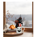Ghost Mug Halloween Centerpiece – Witch, Bats, Pumpkin & Spooky Décor