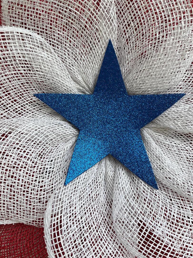 Patriotic Burlap Wreath: Red, White & Blue Star - 20 Inch