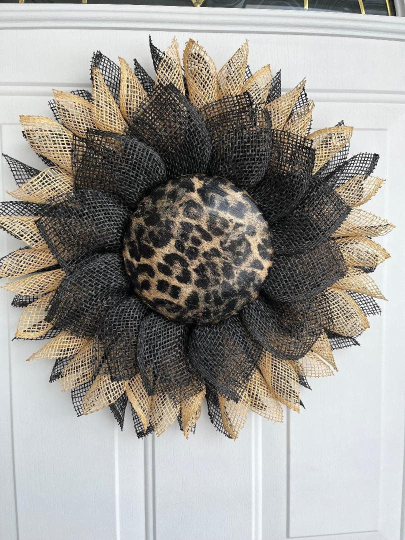 Leopard Print Burlap Door Wreath | Animal Print, Modern Home Decor