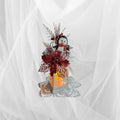 Christmas Lantern: Flickering Candle, Poinsettia Decor, penguin