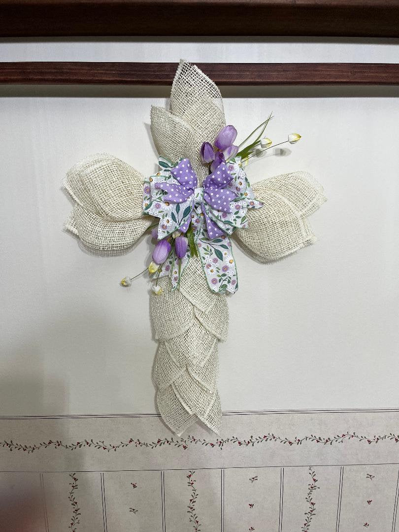Easter Cross Wreath, religious, decor