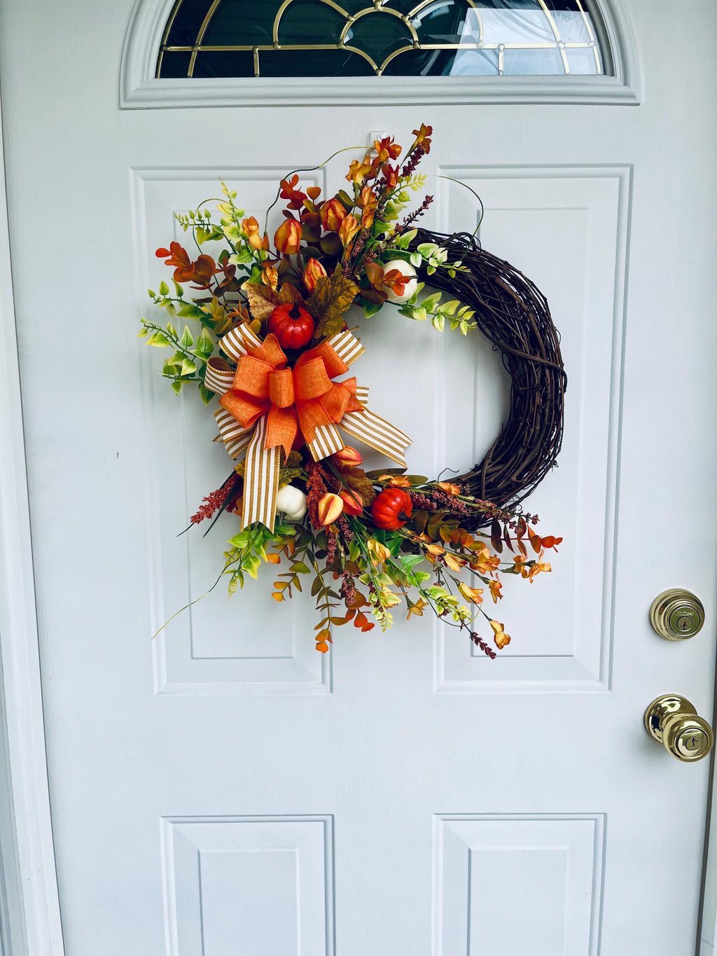 Autumn Country Wreath, Fall Harvest door decor, Handmade Grapevine wreath