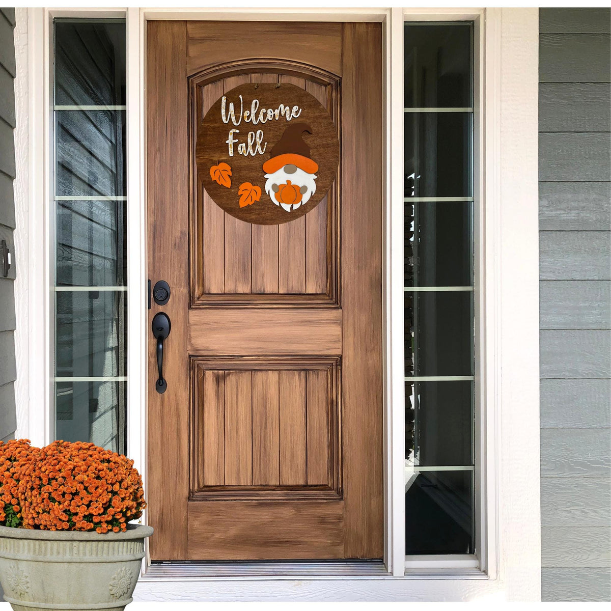 Welcome Fall Gnome Door Sign: Hand Painted Wood Autumn Decor