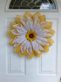 Sunflower Wreath | Yellow Burlap Petal | Summer & Fall Front Door Decor