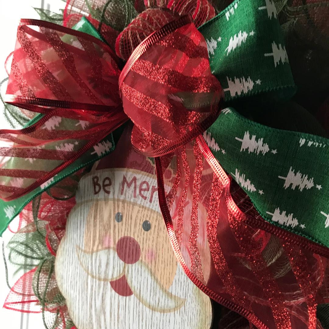 Christmas Santa Wreath – Festive Holiday Door Decoration