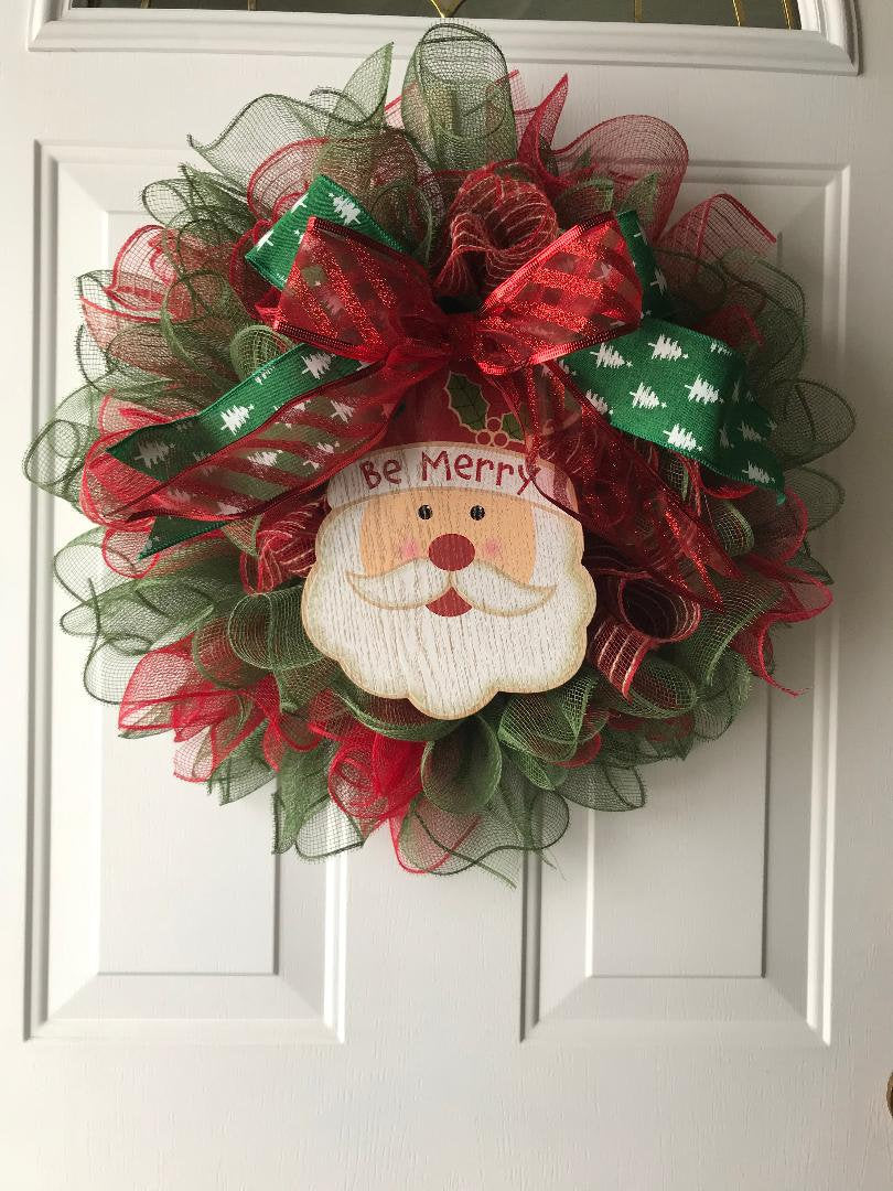 Christmas Santa Wreath – Festive Holiday Door Decoration