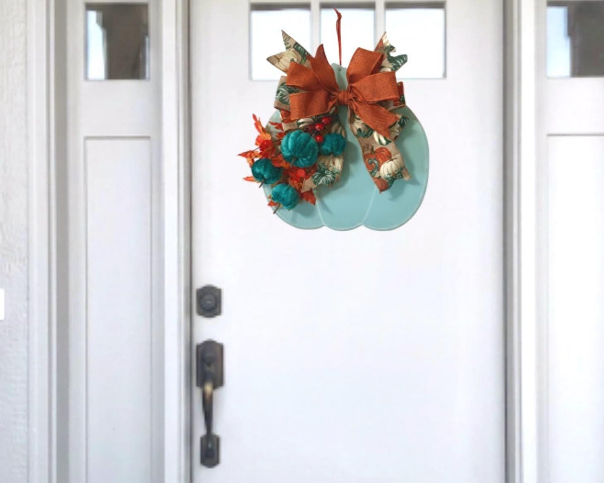 pumpkin door hanger, teal pumpkin, fall decoration