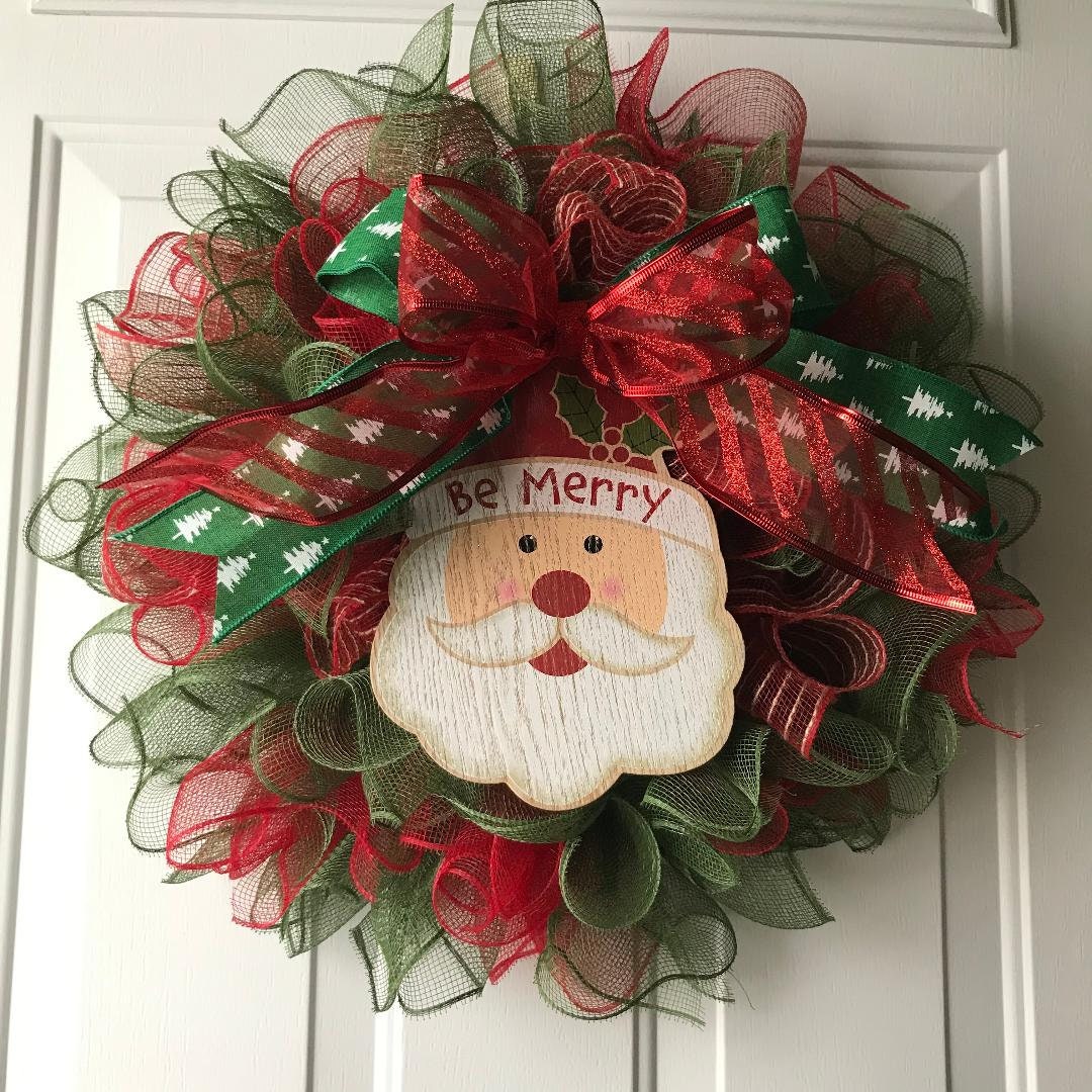 Christmas Santa Wreath – Festive Holiday Door Decoration