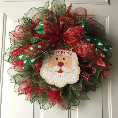 Christmas Santa Wreath – Festive Holiday Door Decoration